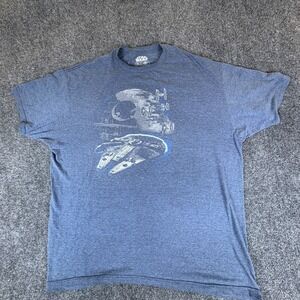 Mad Engine Star Wars T-Shirt Mens 2X Heather Blue Millennium Falcon Death Star